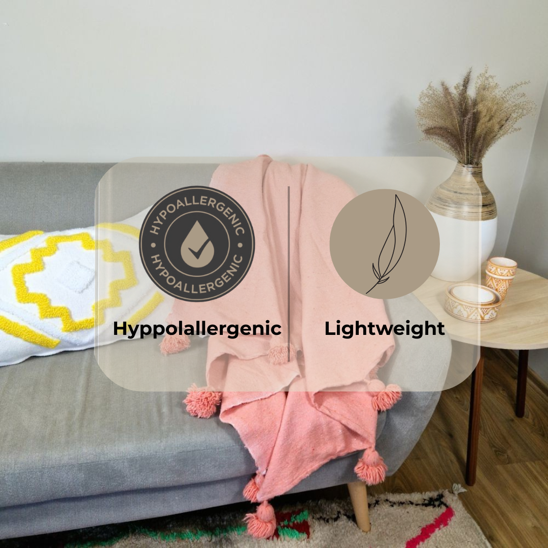 Moroccan Pompom throw blanket for sofa