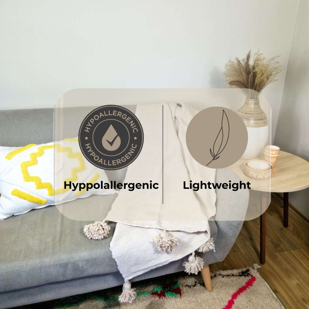 Moroccan Pompom throw blanket for sofa