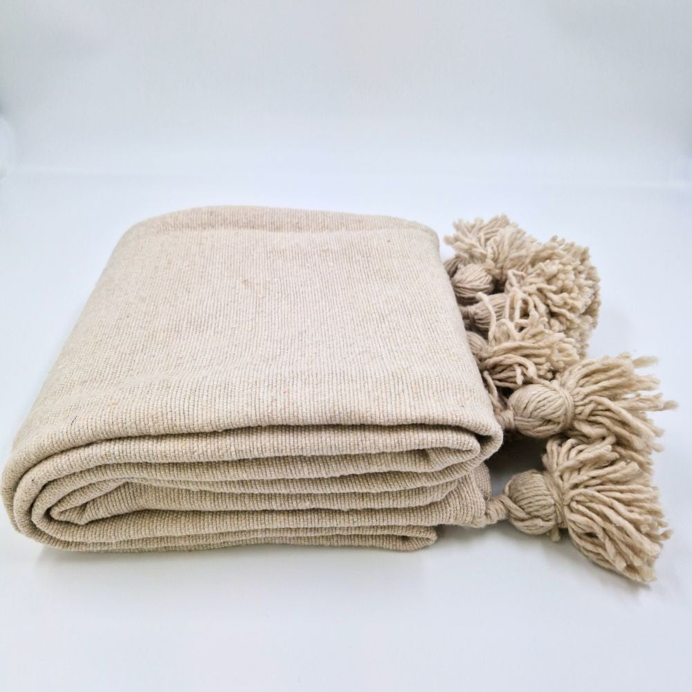 Moroccan Pompom throw blanket for sofa