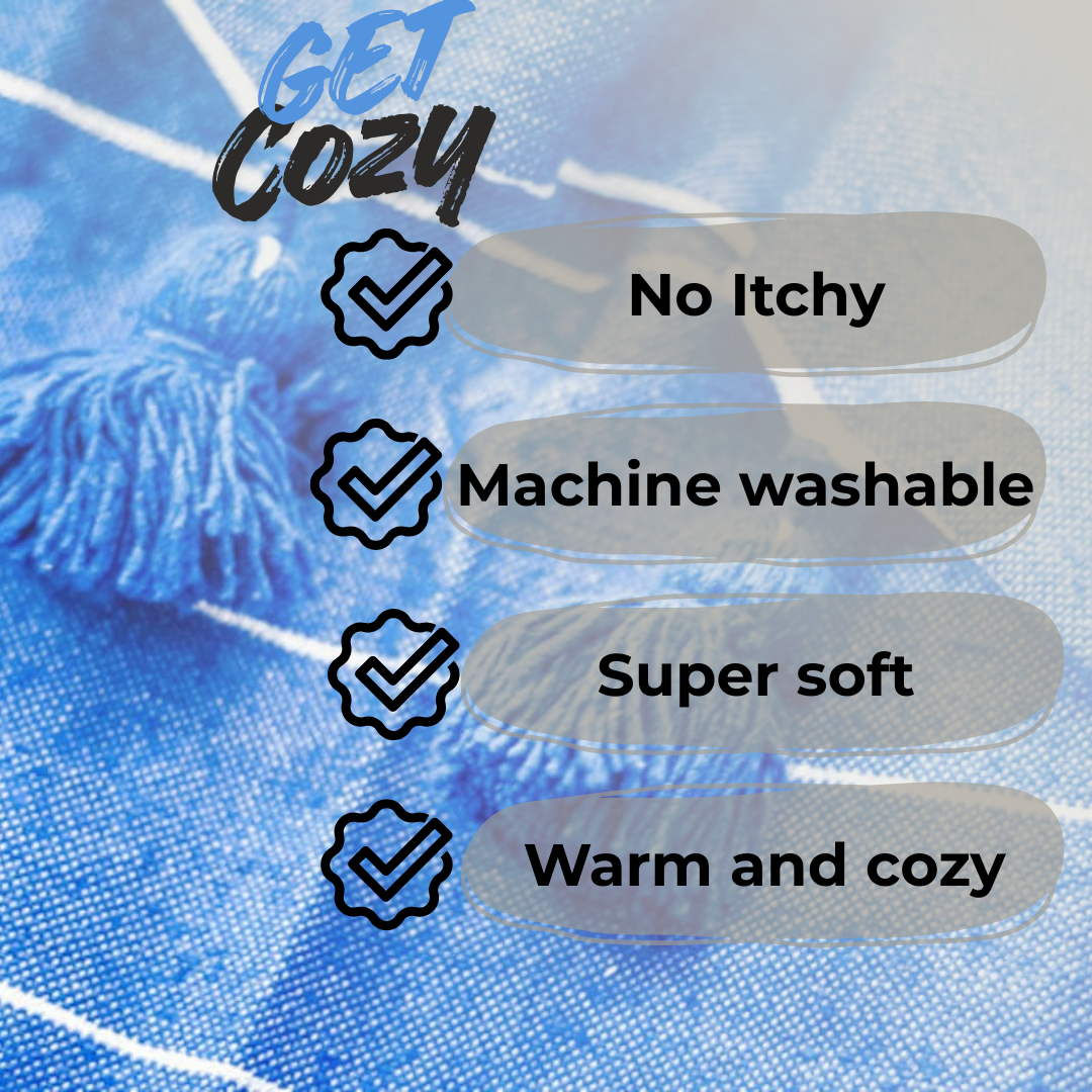 Moroccan Pompom throw blanket for sofa