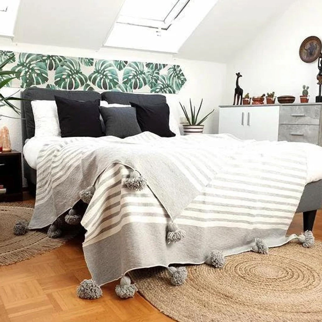 chunky knit pompom blanket ,chunky knit throw blanket , Wool blanket with pom poms ,moroccan pompom throw blankets for sofa , wool pompom throw blankets for sofa , 40x50 blanket ,100% wool blanket , 100 wool blanket , 60 x 50 blanket , 50x40 blanket , 100 cotton blanket