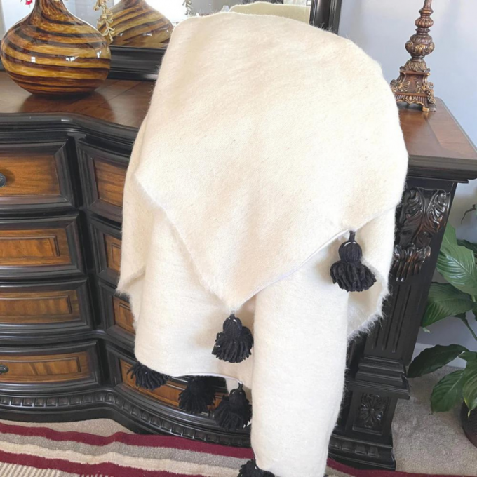 Moroccan PomPom Woven Blankets