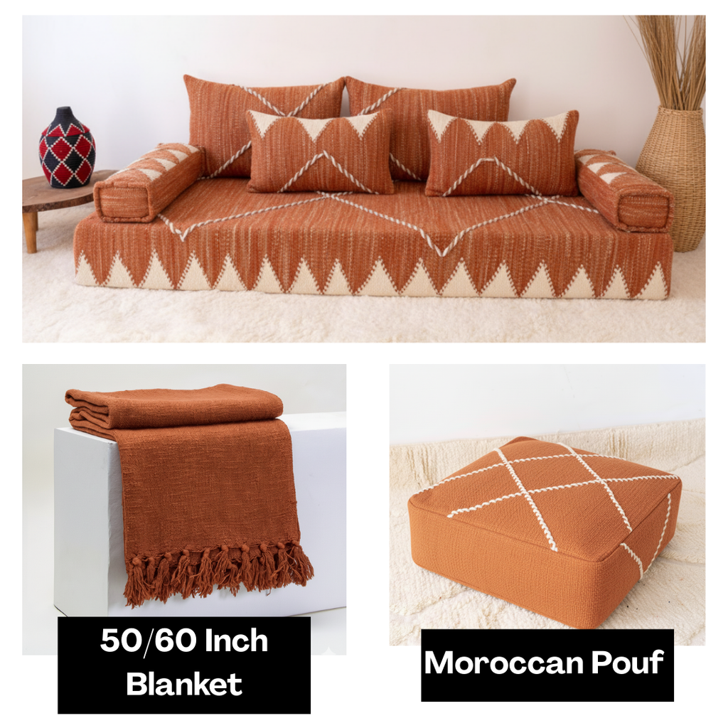 Premium Moroccan Cotton Floor Cushion — Soft, Odor-Free & Handwoven for Modern Homes