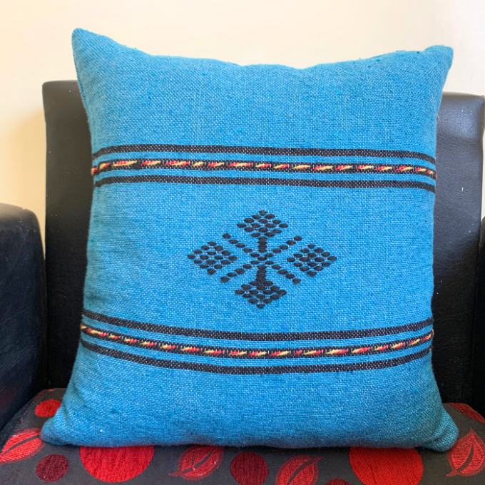 Blue Cactus Silk Pillow Cover