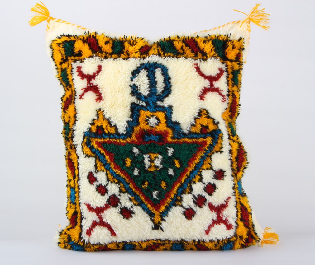 White Berber boho pillow case covers with big berer jewerly design