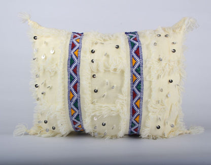 White and Blue Berber boho pillow case covers