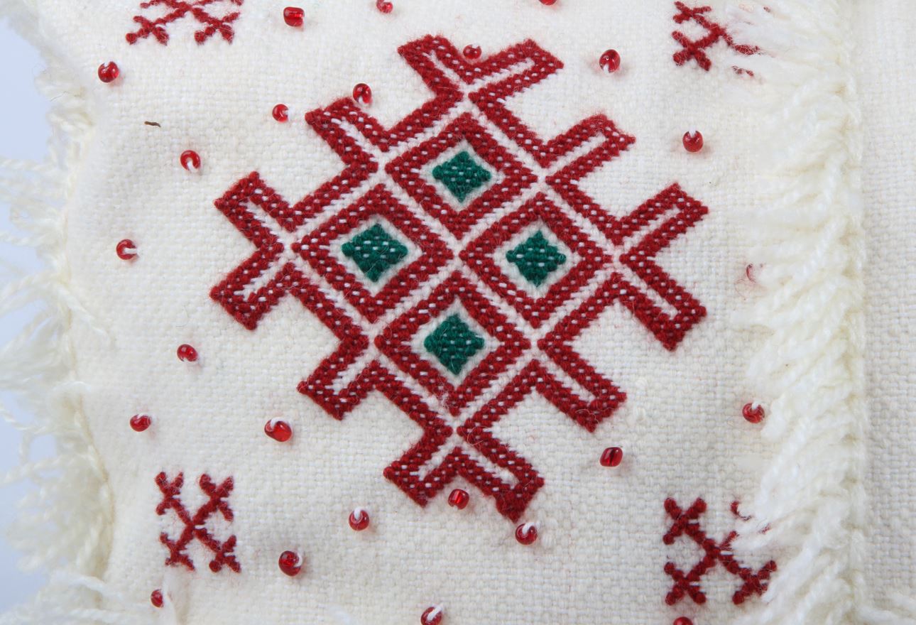 White and red Berber boho pillow case covers