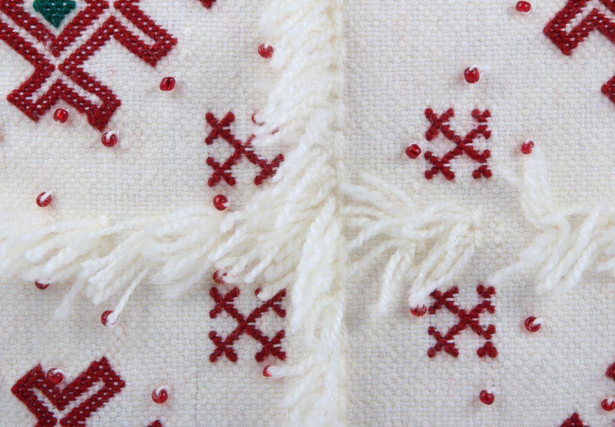 White and red Berber boho pillow case covers