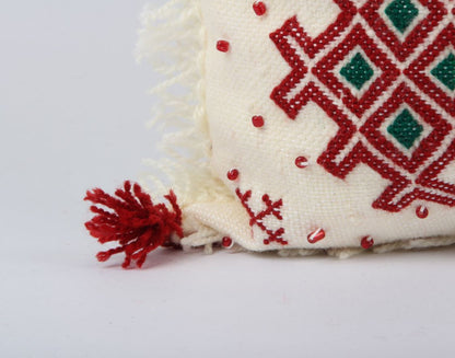 White and red Berber boho pillow case covers