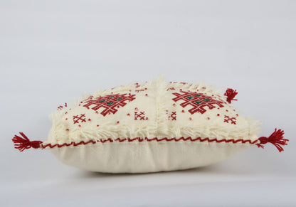 White and red Berber boho pillow case covers