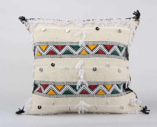 White Berber Handira moroccan pillow , Throw cushion cover