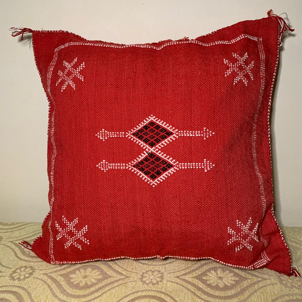 Red Moroccan silk pillow