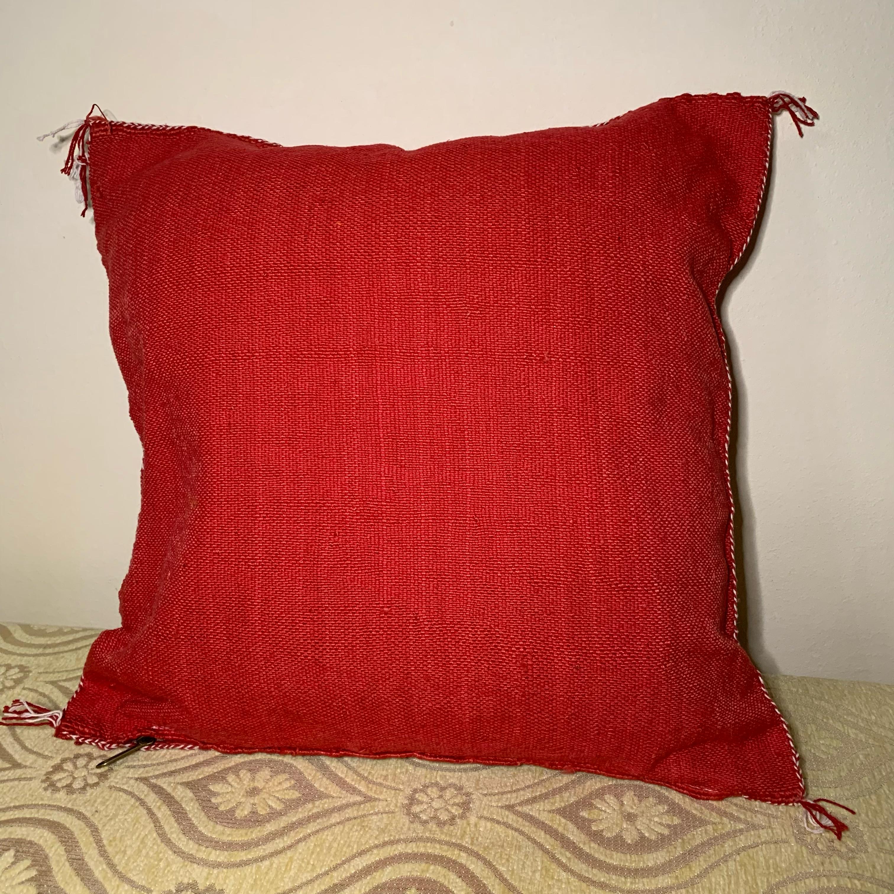Red Moroccan silk pillow