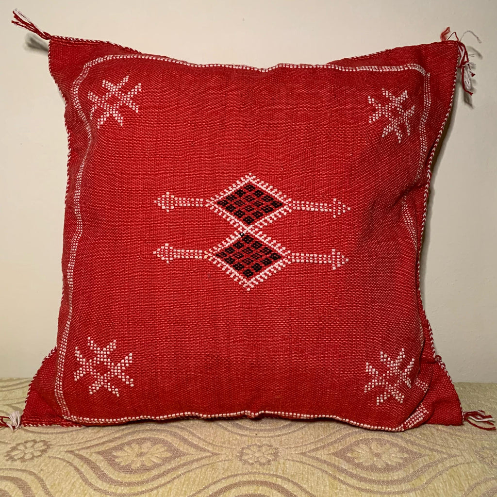 Red Moroccan silk pillow