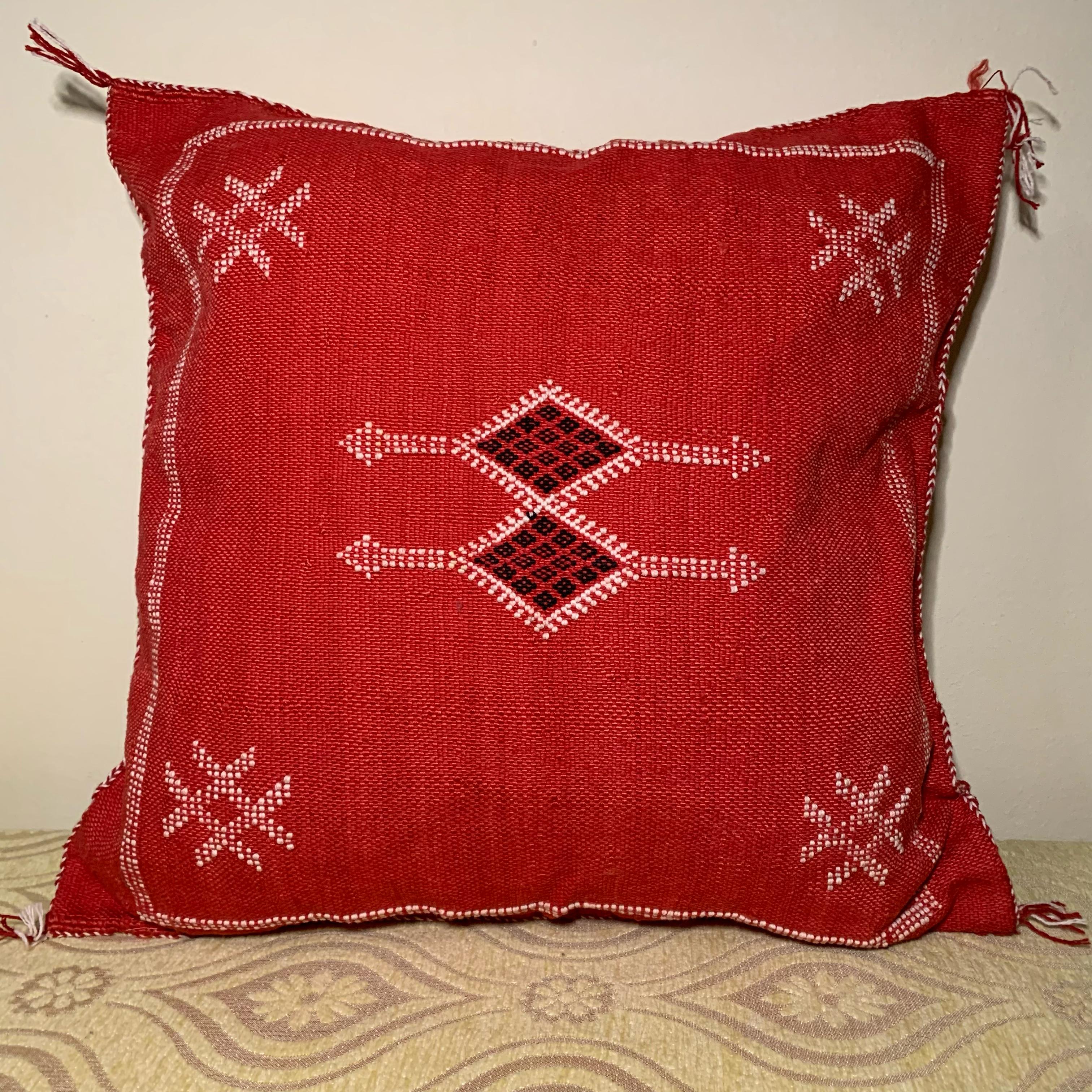 Red Moroccan silk pillow