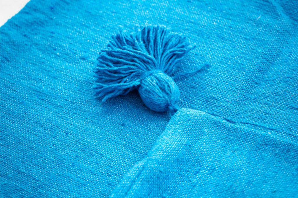 Moroccan Pompom throw blanket for sofa