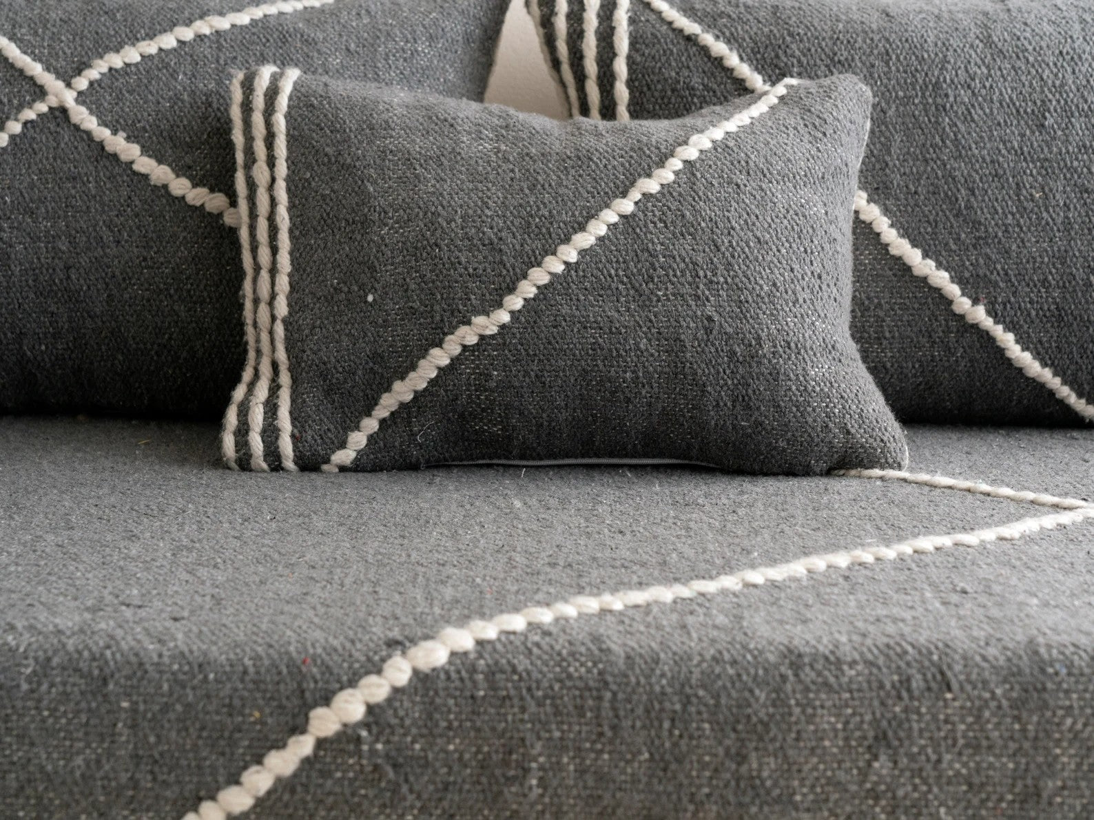 Yellow Modular Floor Cushions, White Striped Moroccan Floor Pillows, Loveseat Sofa, Floor Couches, Living Room Sofa