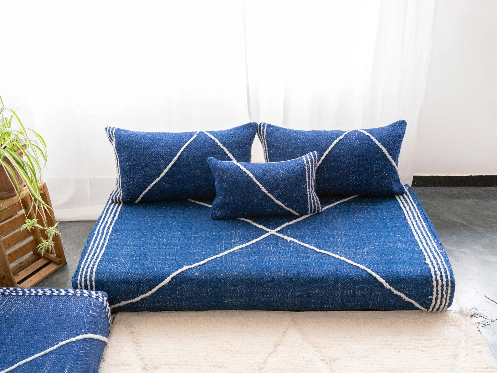 Boho Style Floor Sofa Seating Set, Living Room Sofa Set, Customized Red Floor Sofa Set, Handmade Floor Couches