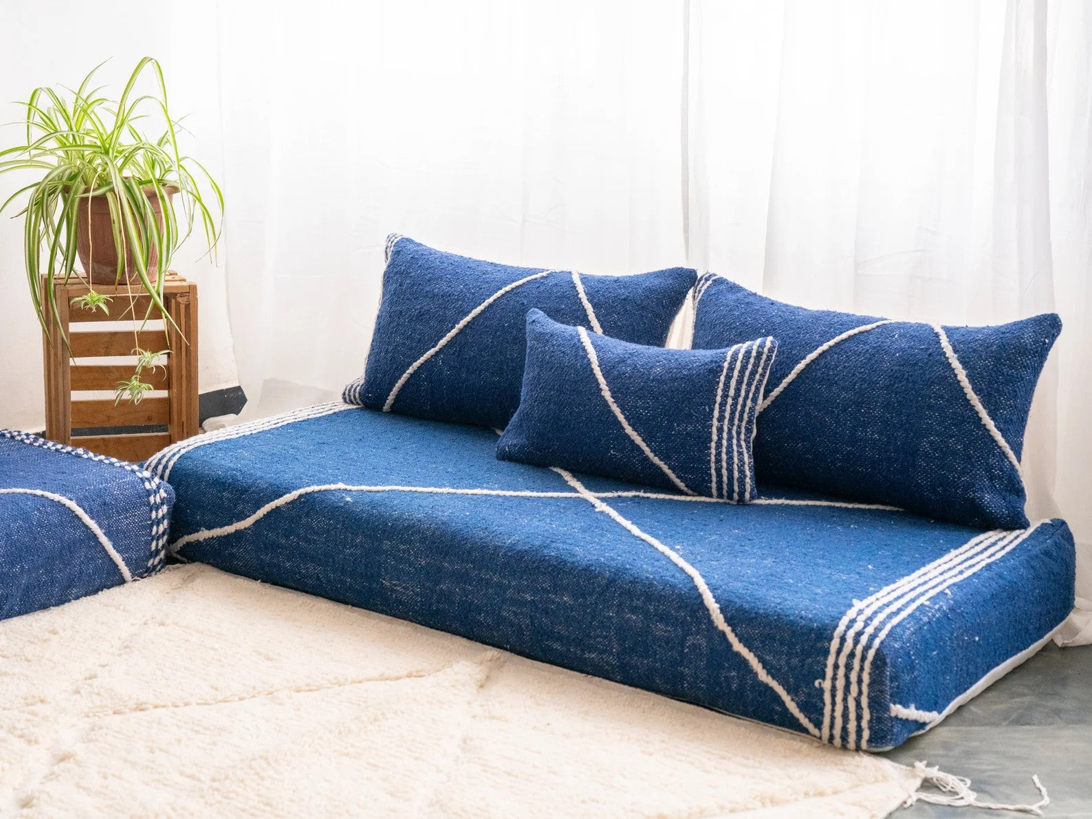 Boho Style Floor Sofa Seating Set, Living Room Sofa Set, Customized Red Floor Sofa Set, Handmade Floor Couches