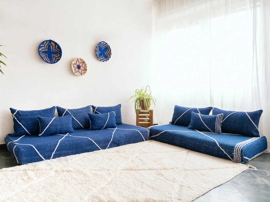 Boho Style Floor Sofa Seating Set, Living Room Sofa Set, Customized Red Floor Sofa Set, Handmade Floor Couches