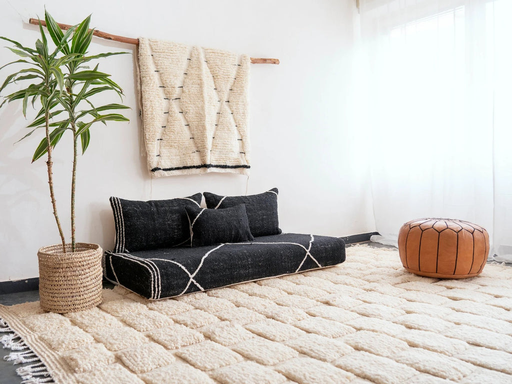 Boho Style Floor Sofa Seating Set, Living Room Sofa Set, Customized Red Floor Sofa Set, Handmade Floor Couches