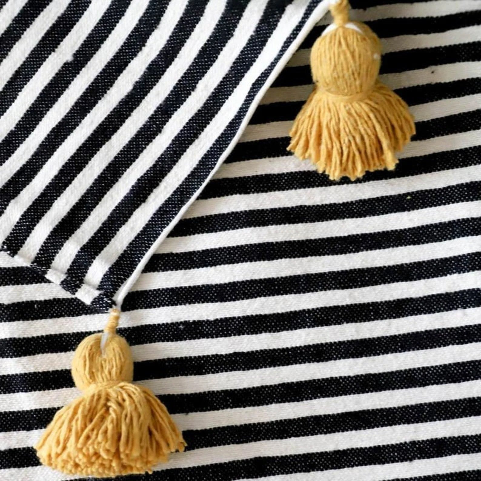 Moroccan Pompom throw blanket for sofa