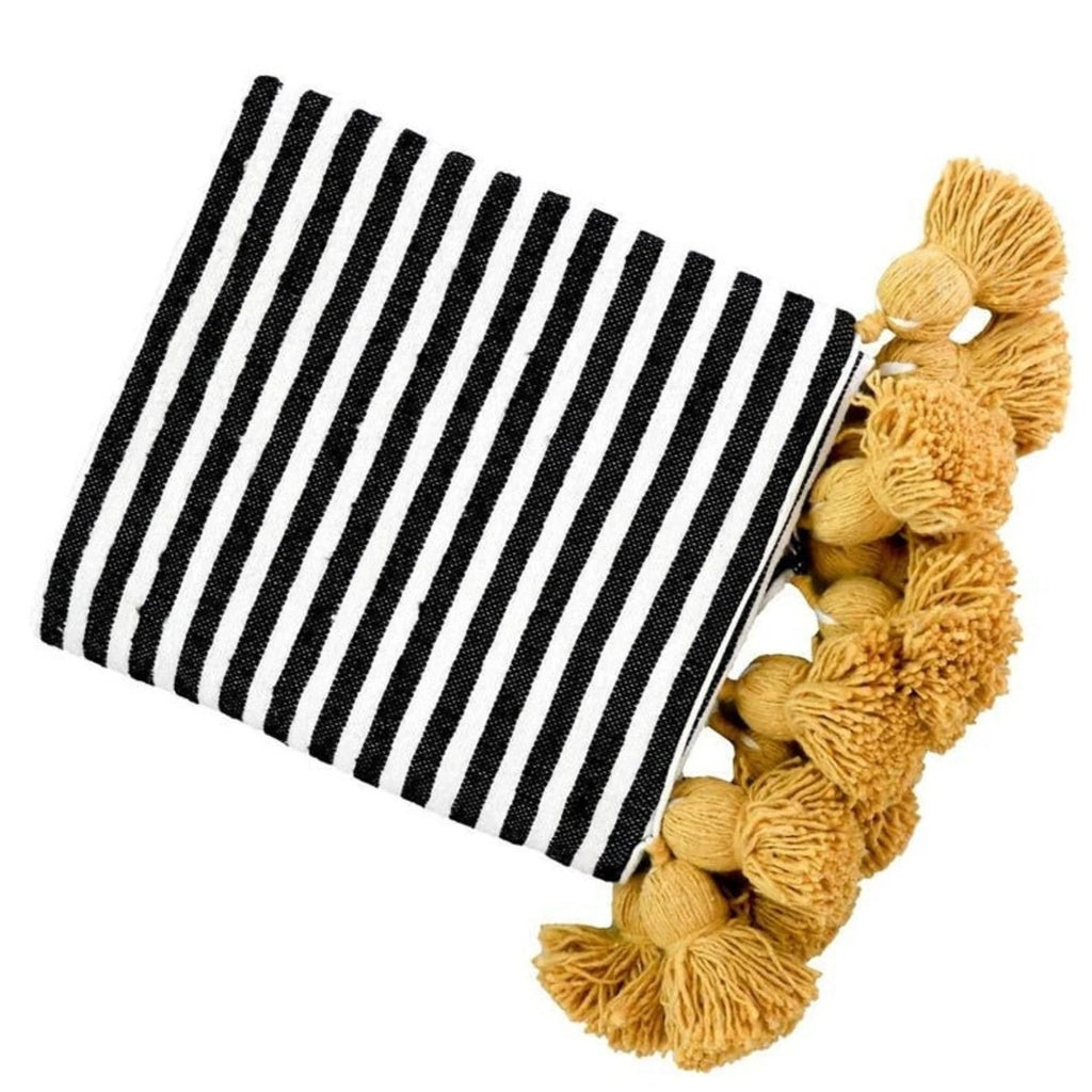 Moroccan Pompom throw blanket for sofa