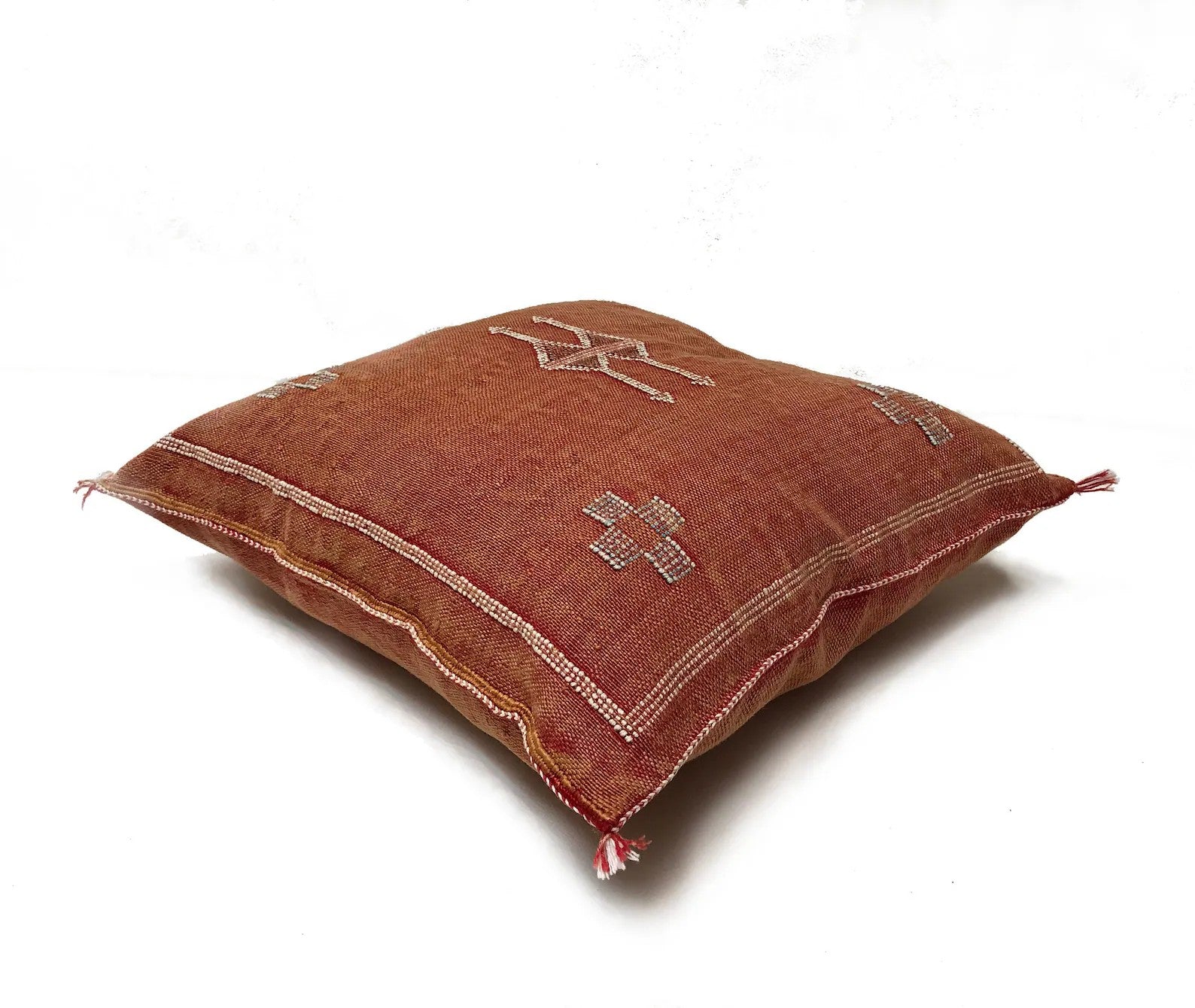 Brown Moroccan cactus silk pillow