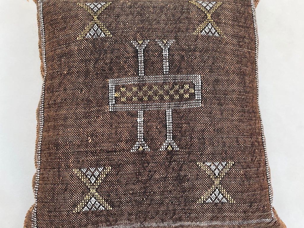 Rich Brown Moroccan cactus silk pillow