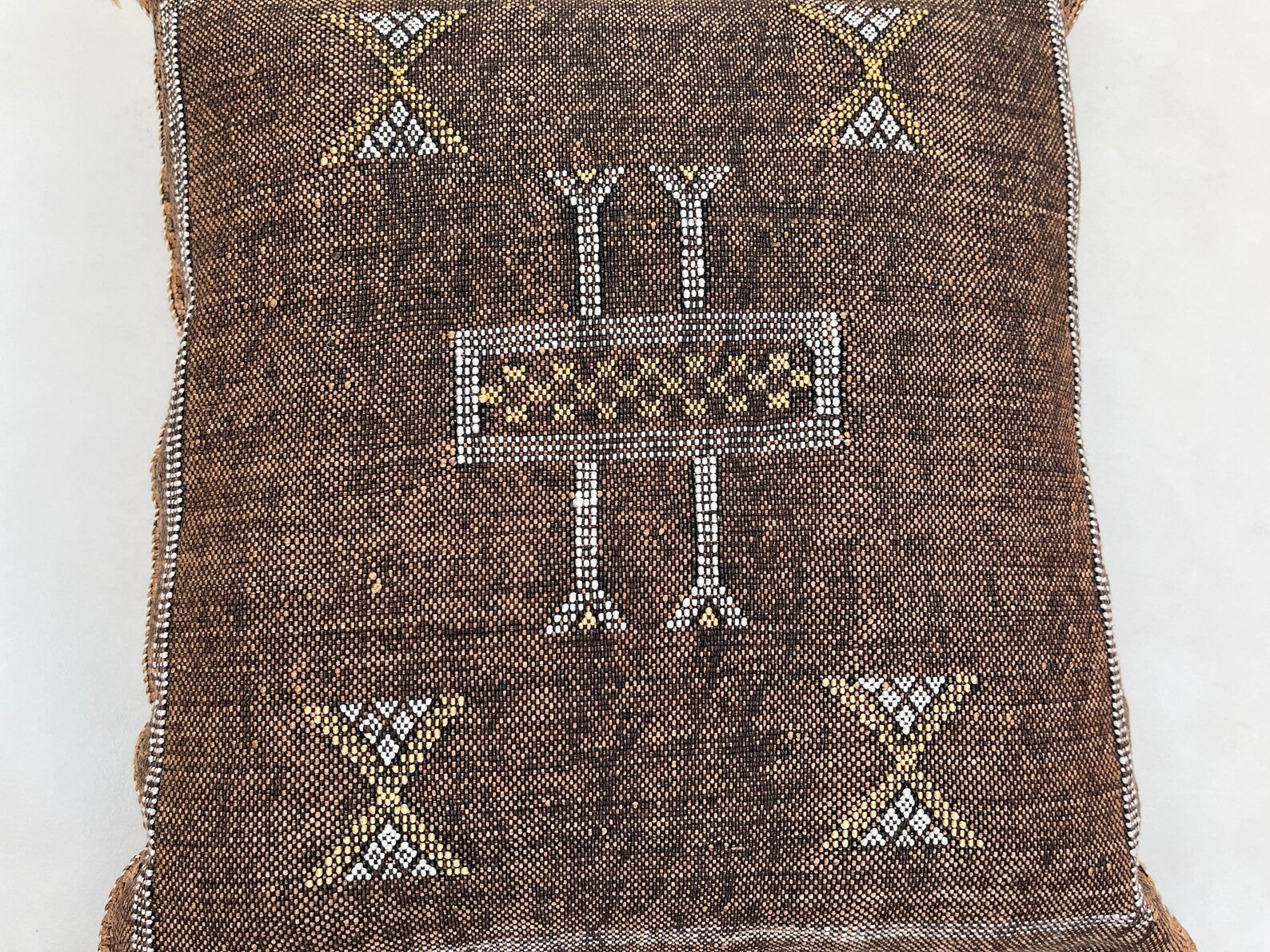 Rich Brown Moroccan cactus silk pillow