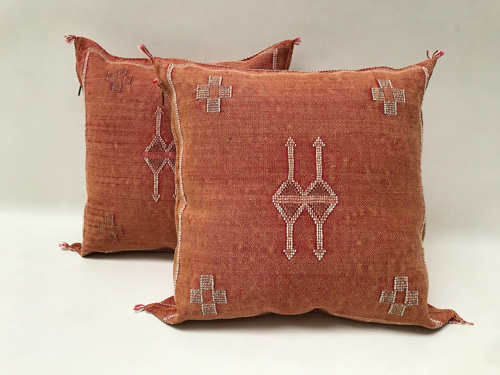 Brown Moroccan cactus silk pillow