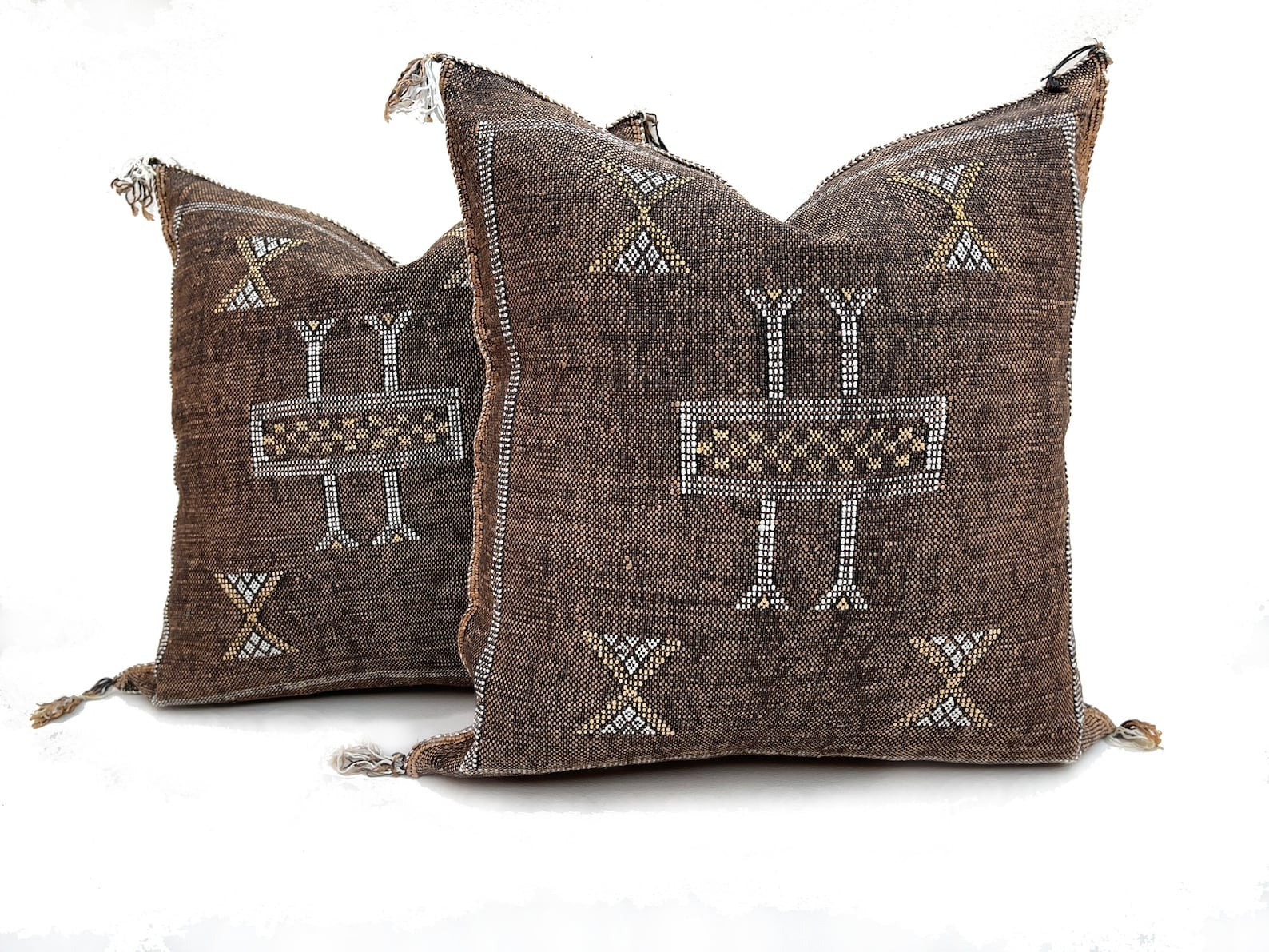 Rich Brown Moroccan cactus silk pillow