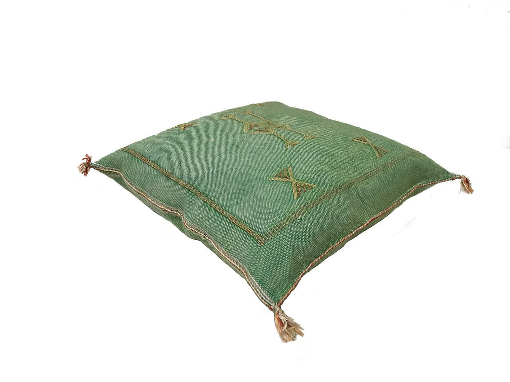 Green Moroccan cactus silk pillow