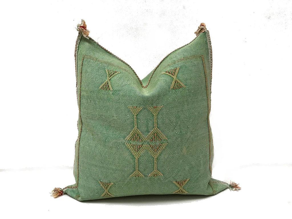 Green Moroccan cactus silk pillow