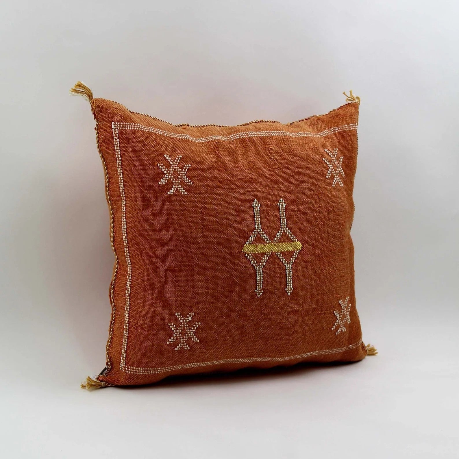 Brown Moroccan cactus silk pillow