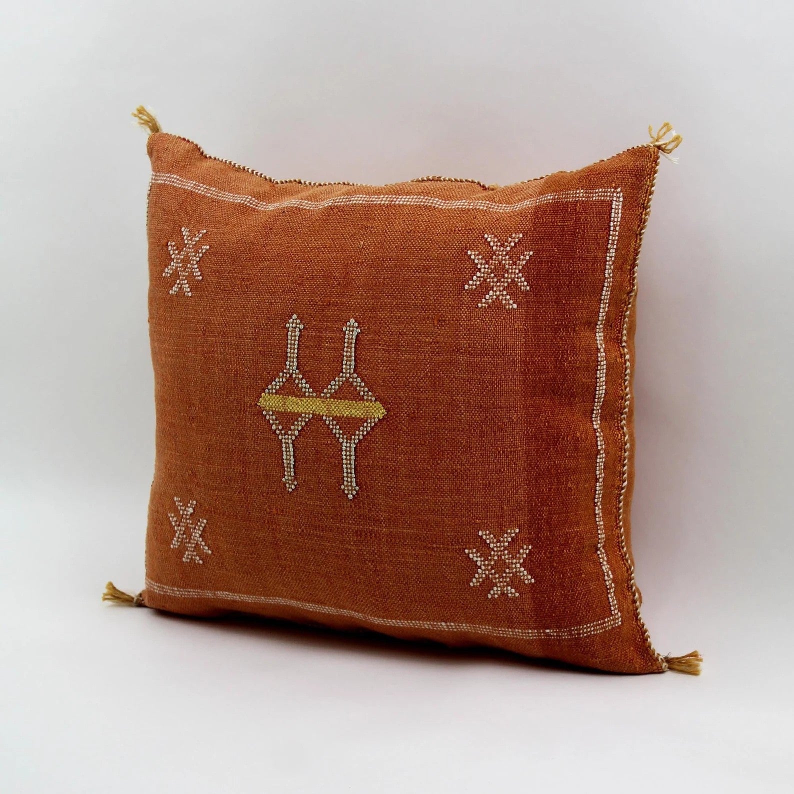 Brown Moroccan cactus silk pillow