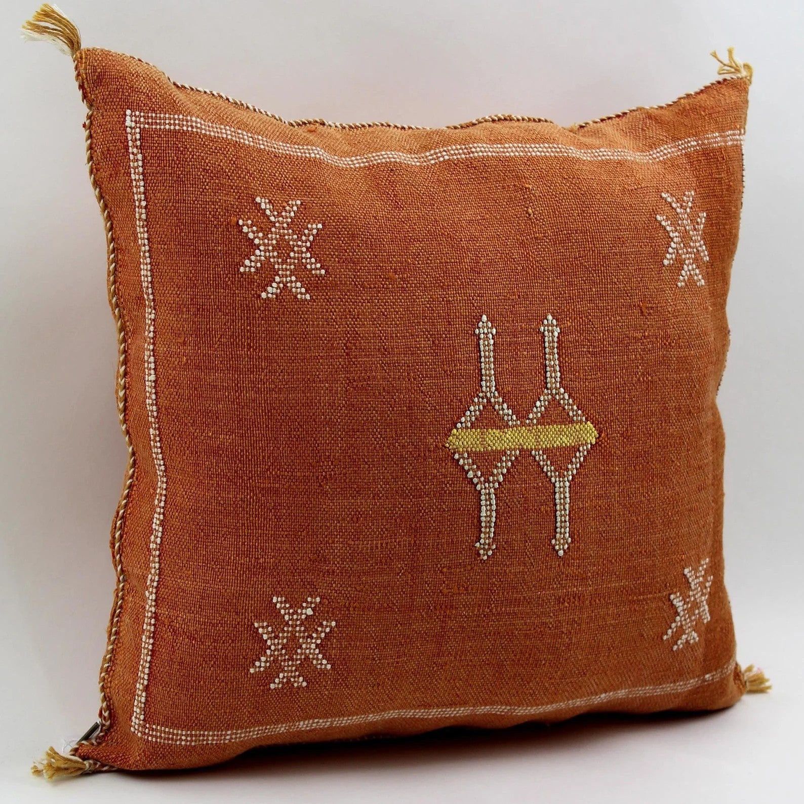 Brown Moroccan cactus silk pillow