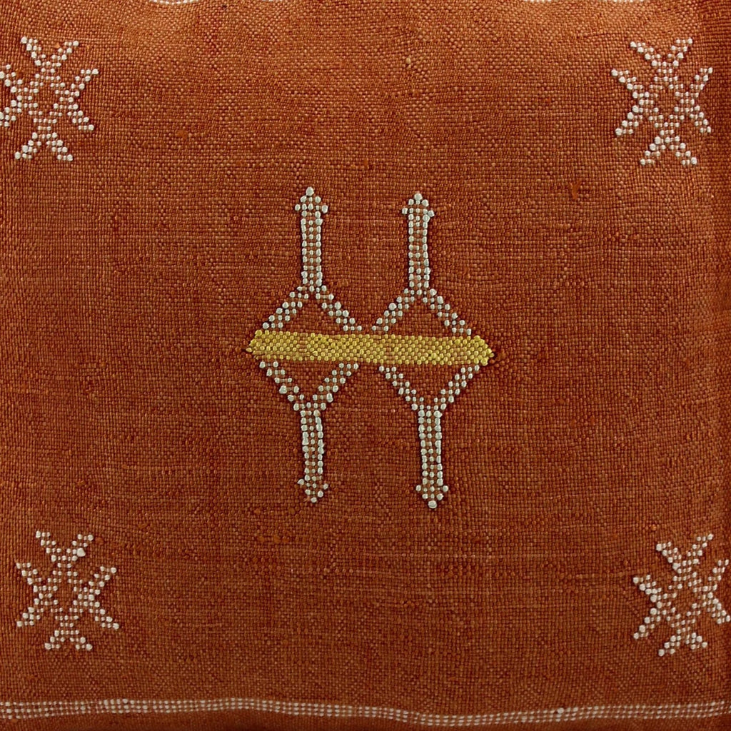 Brown Moroccan cactus silk pillow