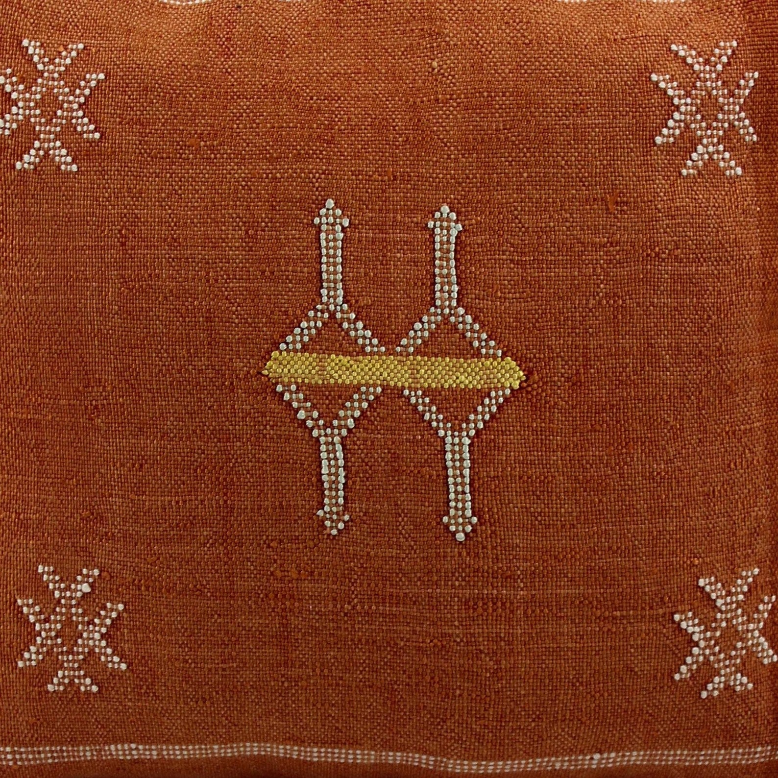 Brown Moroccan cactus silk pillow