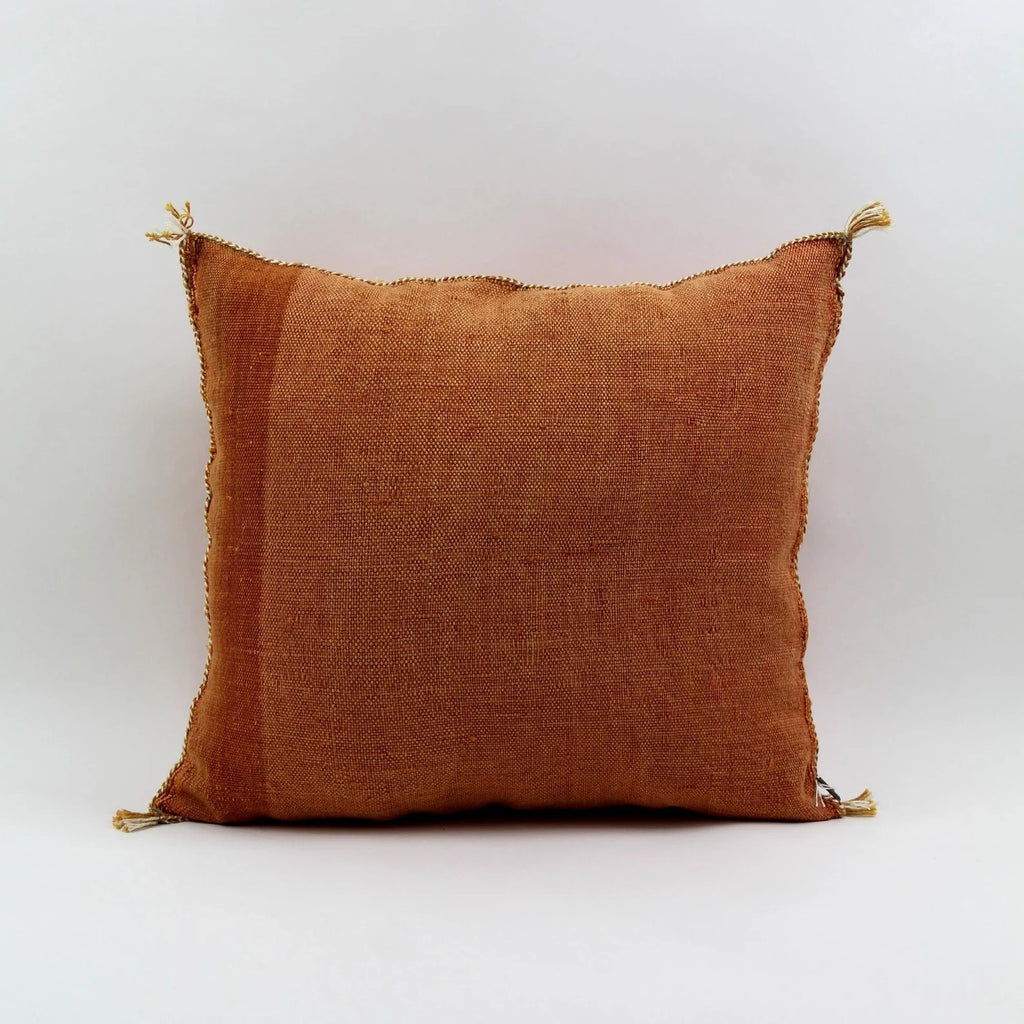 Brown Moroccan cactus silk pillow