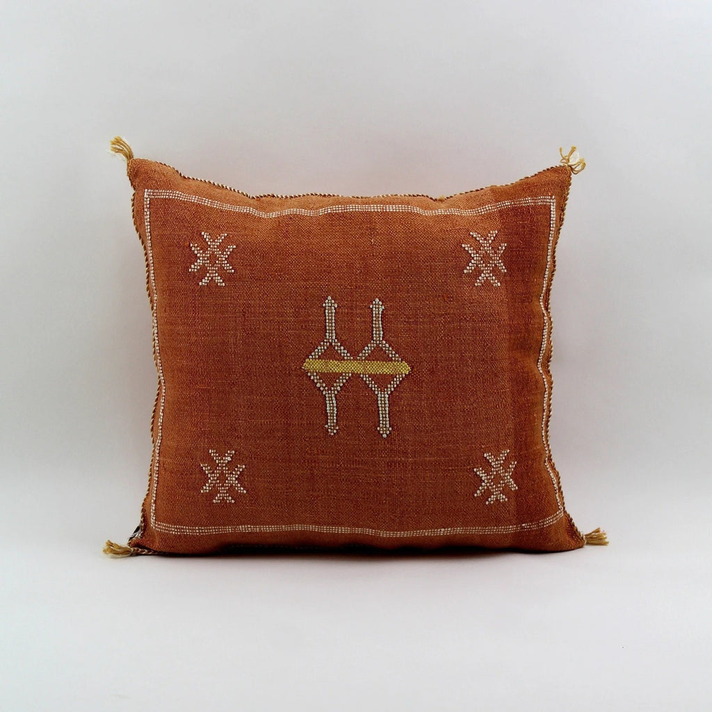 Brown Moroccan cactus silk pillow