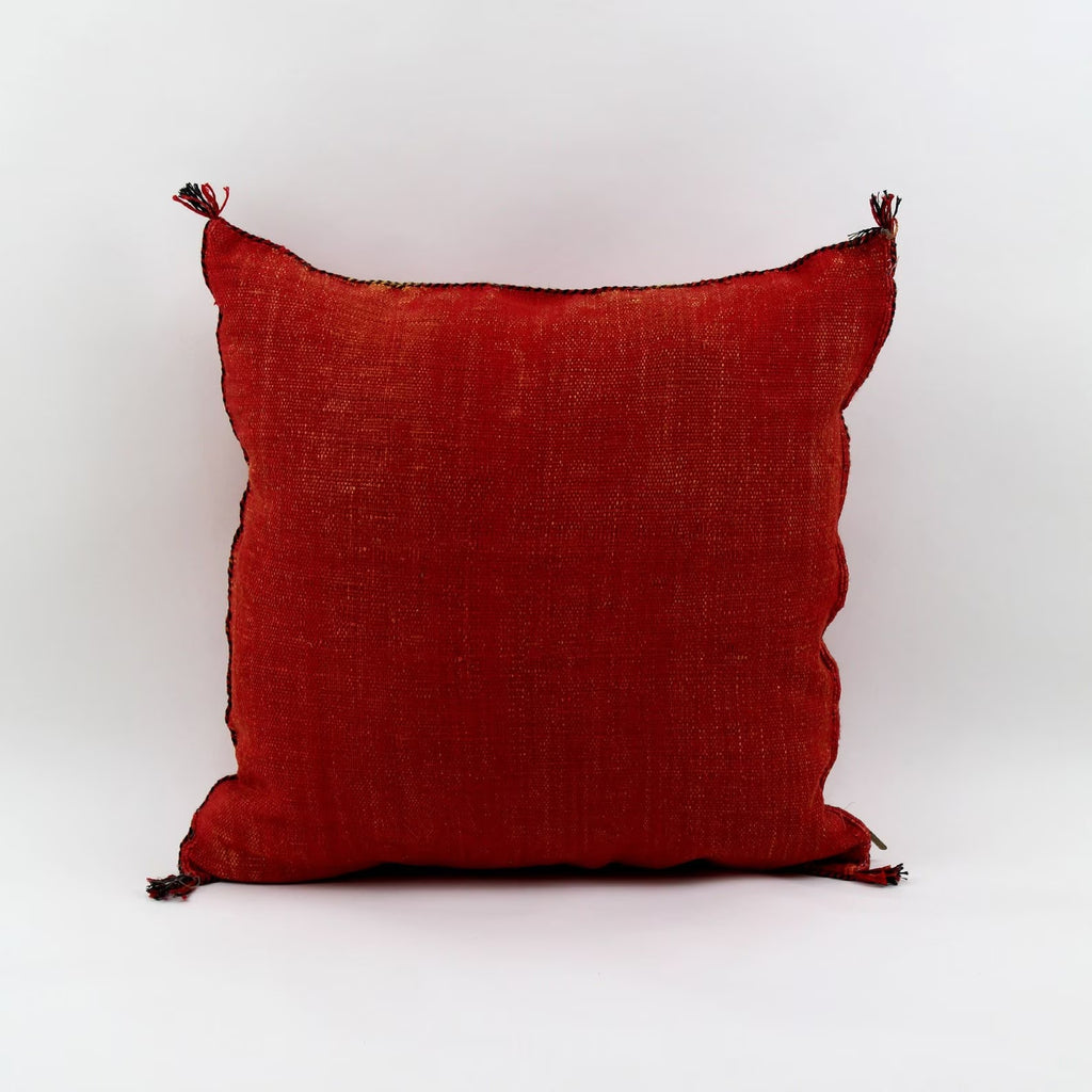 Red Moroccan cactus silk pillow
