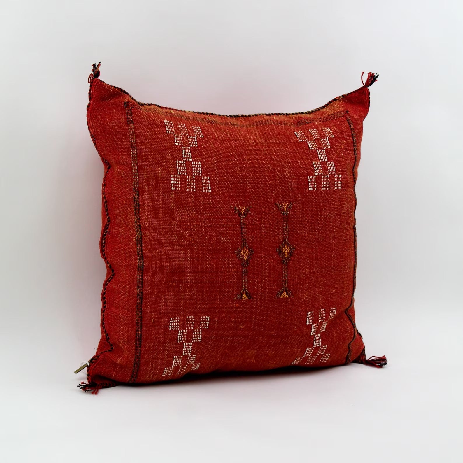 Red Moroccan cactus silk pillow