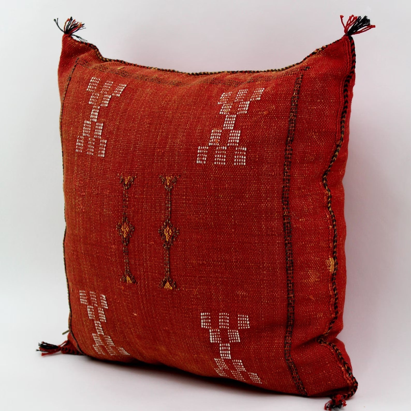 Red Moroccan cactus silk pillow