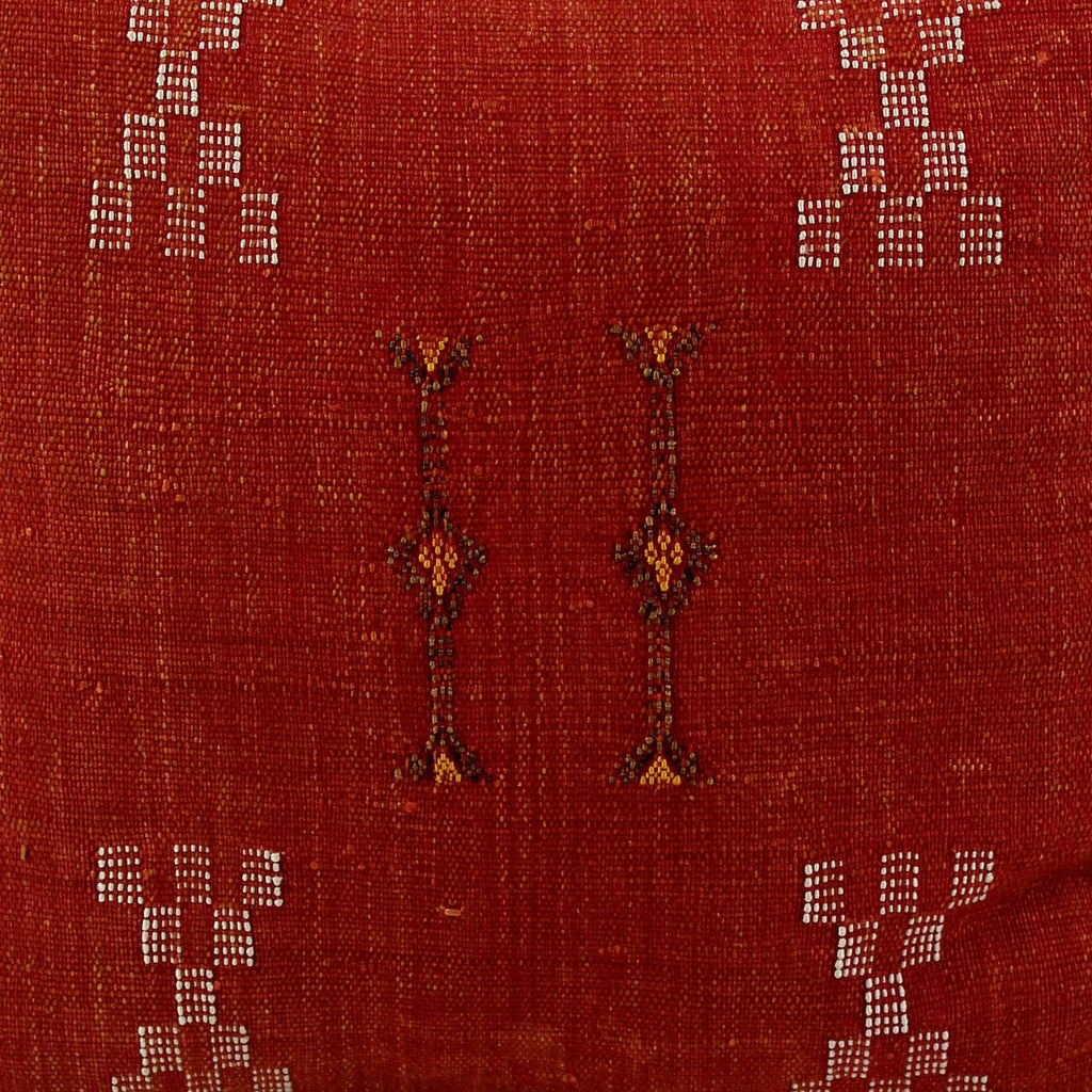 Red Moroccan cactus silk pillow