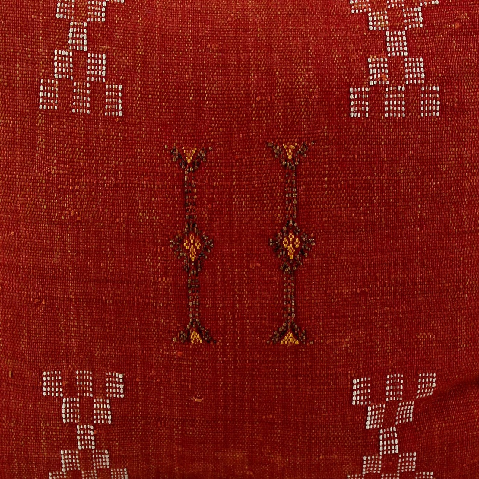 Red Moroccan cactus silk pillow