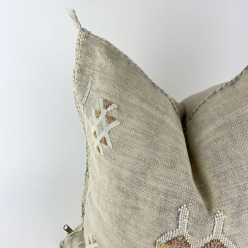 Beige Moroccan cactus silk pillow