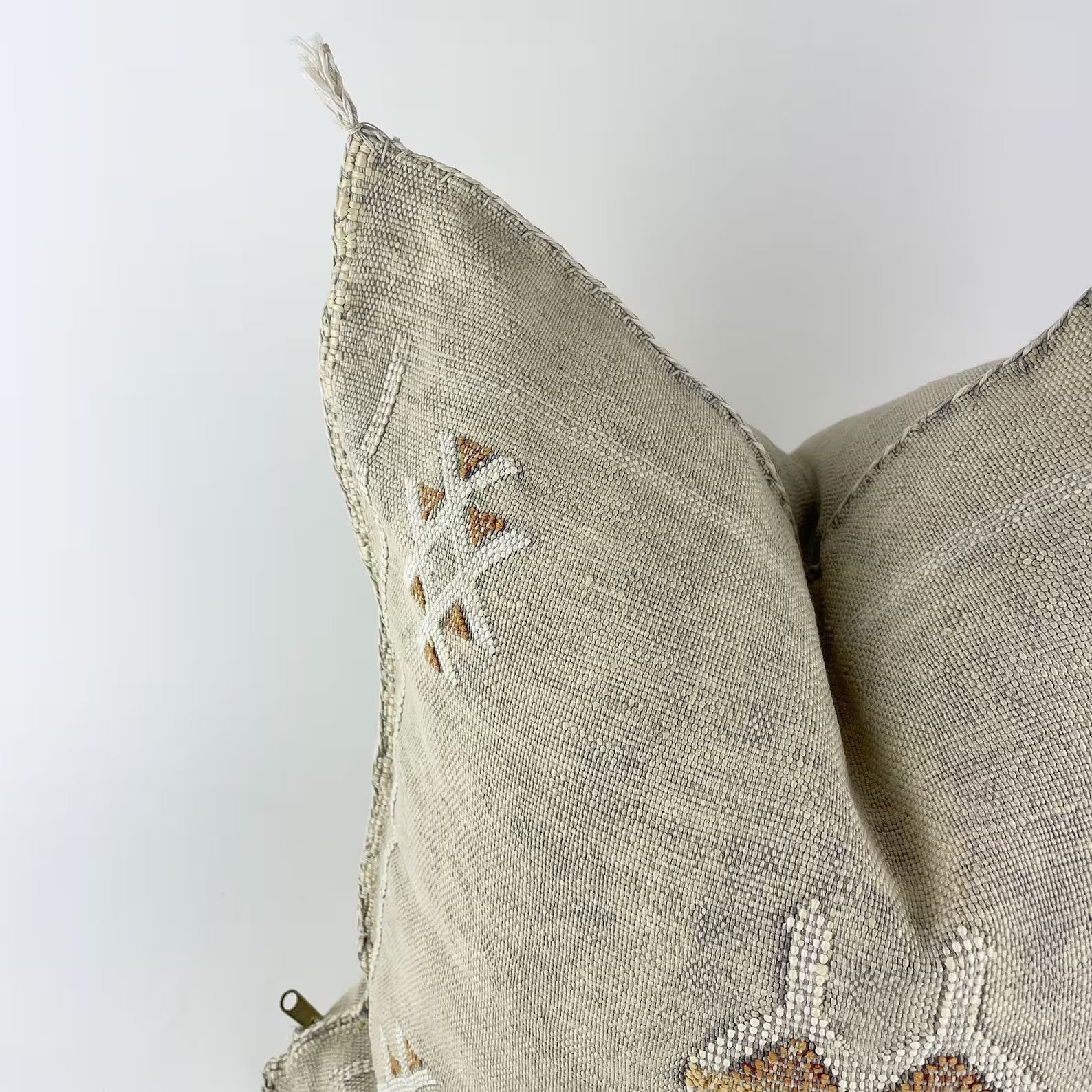 Beige Moroccan cactus silk pillow