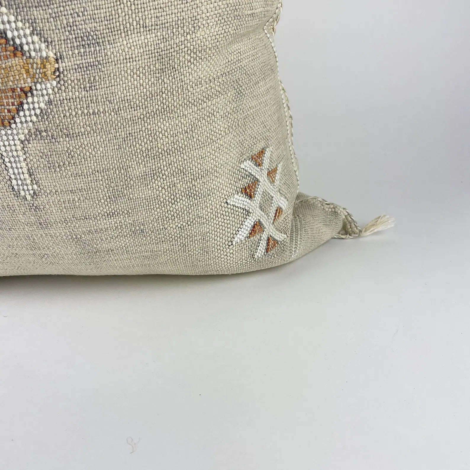 Beige Moroccan cactus silk pillow