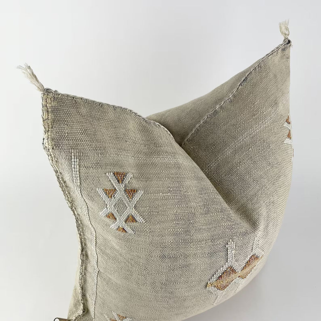 Beige Moroccan cactus silk pillow